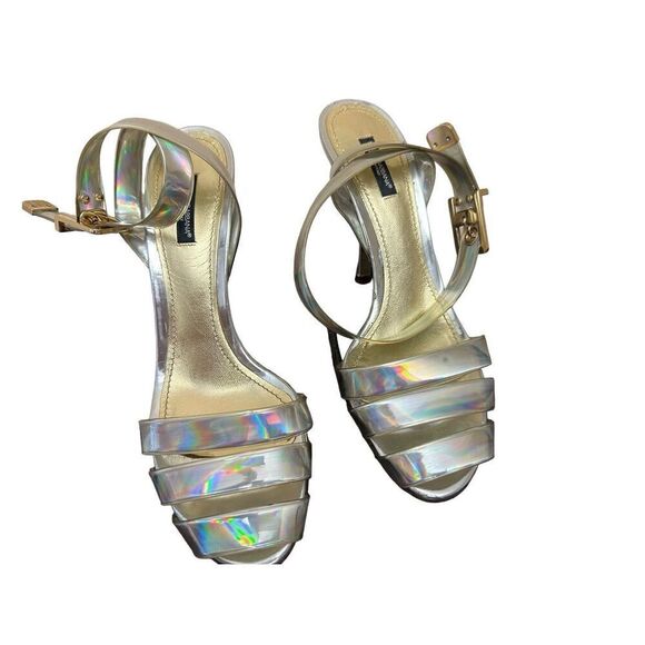 Dolce & Gabbana Iridescent Silver Ankle Strap Sandal Heels size 40 - Picture 7 of 9